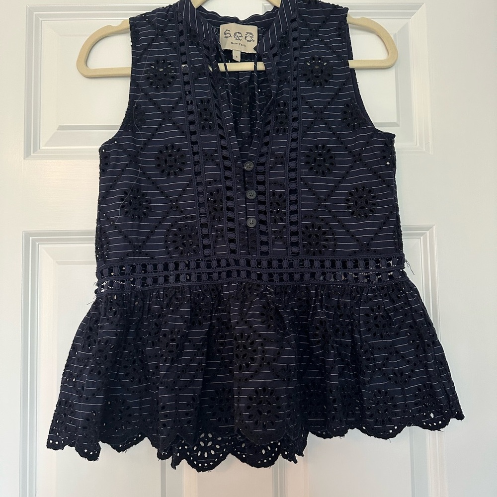 Sea New York Navy Sleeveless Blouse